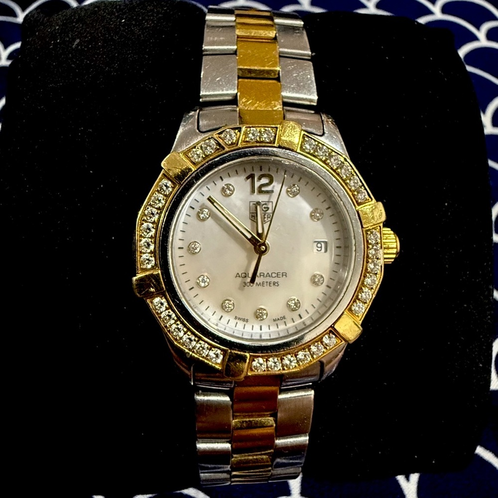 Tag Heuer Two-Tone Gold and Silver Women's Aquaracer with Mother-of-Pearl Dial